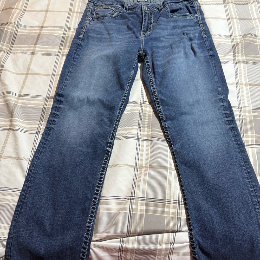 Men’s buckle black jeans size 38R great condition light wear